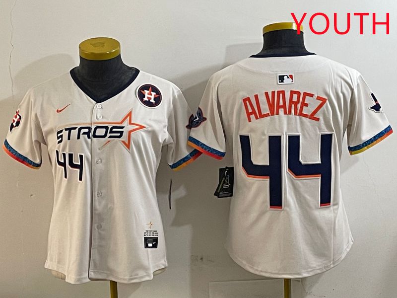 Youth Houston Astros #44 Alvarez Cream Fourth generation Joint Name Nike 2025 MLB Jersey style 5